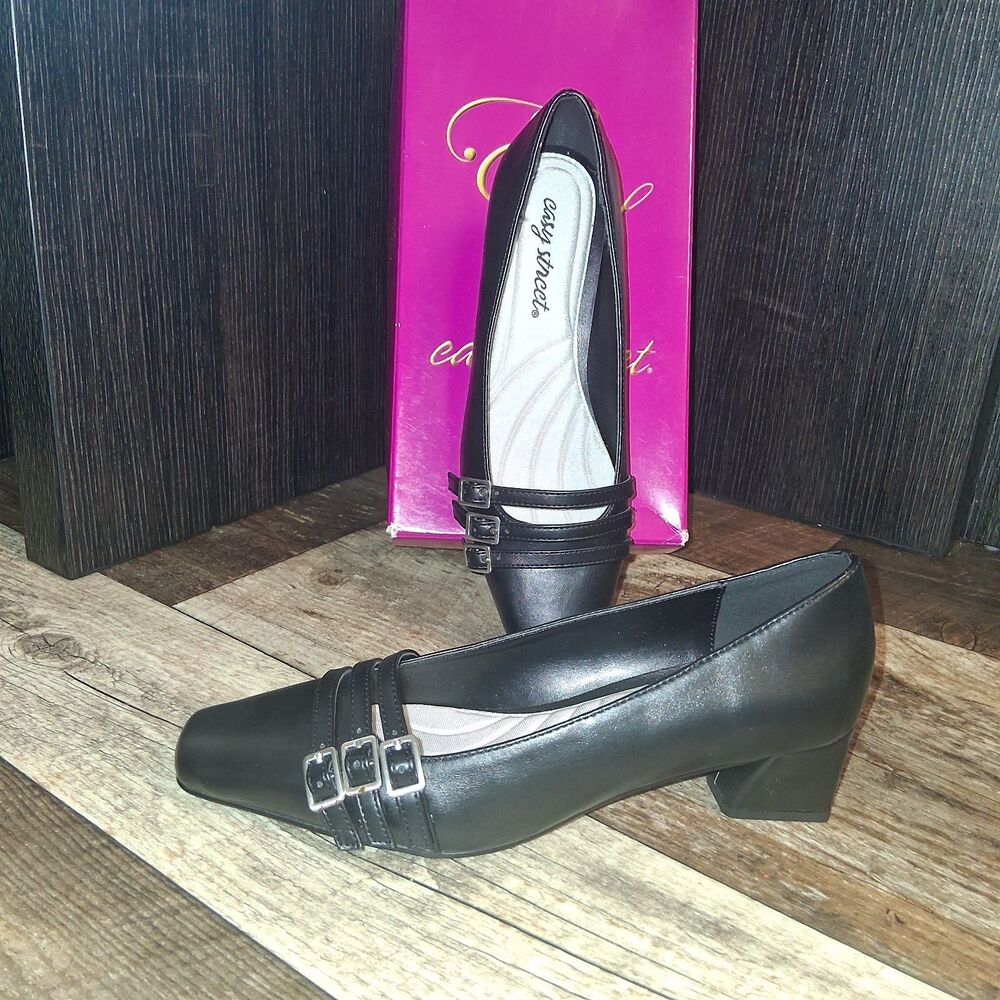 Easy Street Square Toe Triple Buckle Enya Pumps Black Size 6.5